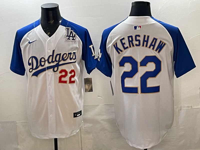 Men Los Angeles Dodgers #22 Kershaw White blue Game 2026 Nike MLB Jersey style 0068->los angeles dodgers->MLB Jersey